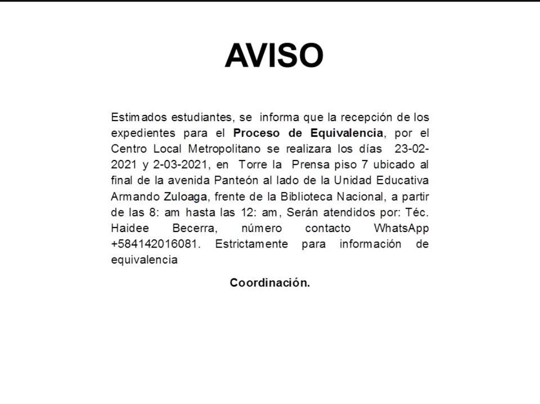 Información importante para los estudiantes del centro local metropolitano #UNA