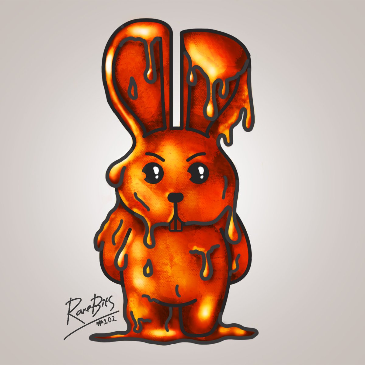 BunniesRarebit's tweet photo. πβ₯οΈ Hot Cross Bun - What do you get if you cross a Rarebit with heat lamp? A hot cross bunny obviously. He's rather upset at his predicament so best given a wide birth. πβ₯οΈ 1of1 Available Now. #RarebitBunnies #ABitMelty #SillyRarebit #OverTan #AlmostTrump #IAskedForA6 https://t.co/s1hmMJZ0o2