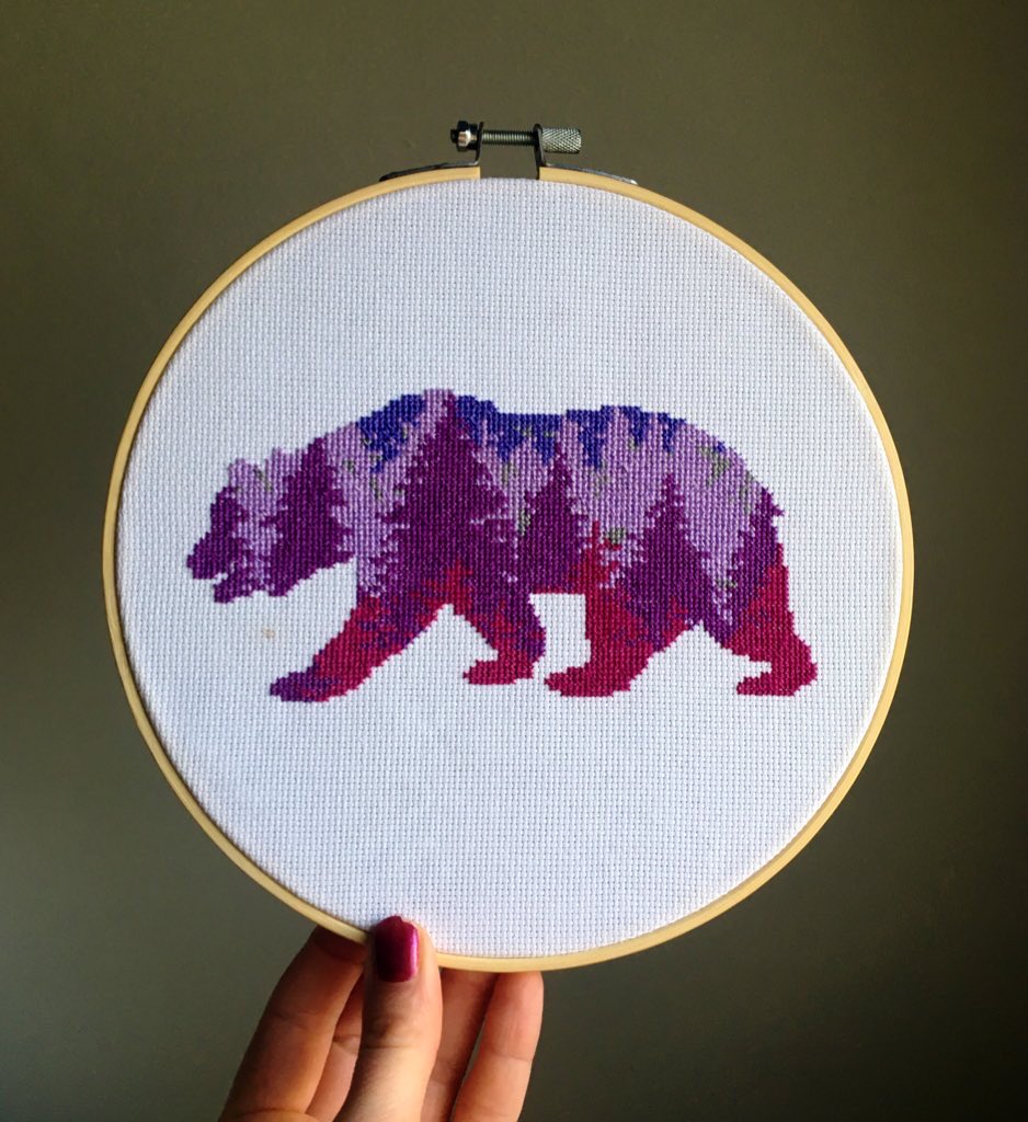 Bear-y pleased with how this one turned out 🐻! #CrossStitch