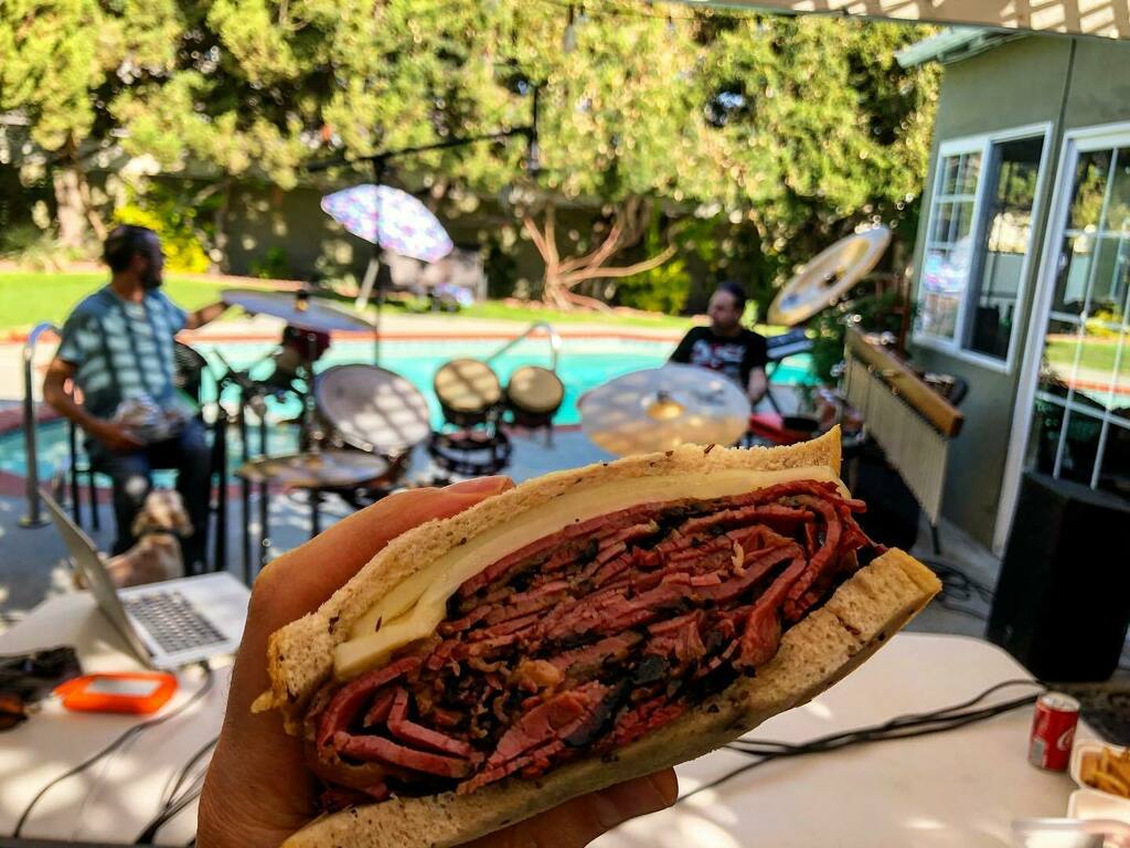 OMBBMusic's tweet photo. #ombbmusic and #cantersdeli - about as good as it gets. Fun fact, our first gig was at Canter’s Deli on 11.05.08. We played 11p-2a on Wednesday nights, followed by high levels of pastrami consumption. #primetime #playmusic #eatasandwich https://t.co/ITa5jICc9x https://t.co/6Gt6mSg2RC