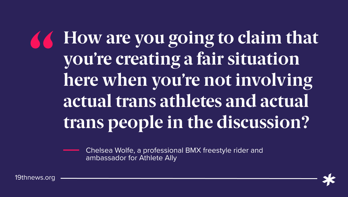 LGBTQ+ advocates and trans athletes have largely denounced the working group as a disingenuous attempt to exclude trans girls, created without the input of trans athletes.None of the group's six members is transgender.  https://bit.ly/3tzovXF 