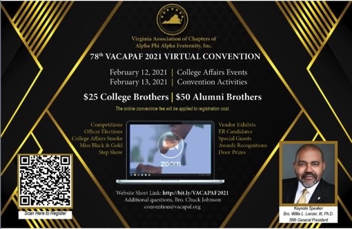 Brothers of Alpha Phi Alpha Fraternity, Inc., today is the last day to register for the 78th VACAPAF Virtual Convention 2021. Please visit the link here for event details: bit.ly/VACAPAF2021.  Thank you in advance for your support! 🤙🏿06!!