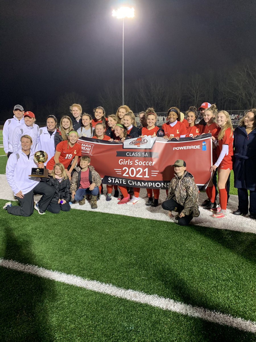 Three in a row. Lafayette Lady Dores Class 5A state champs ⚽️⚽️