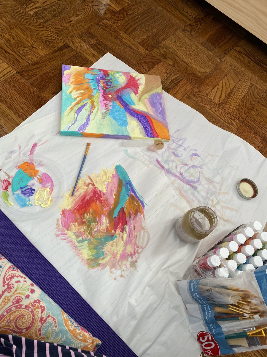 My artist date today. The goal was to paint without any perfection. Just Nice music and free flow painting. I was restless but then eased into it. Felt light the rest of the day. #theartistway #WritingCommunity