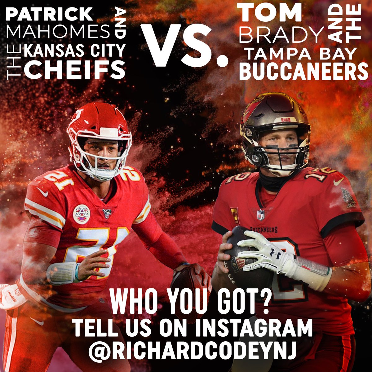 Kansas City or Tampa Bay. Who will win? Check out @RichardCodeyNJ on Instagram and comment who you think will win! After the Big Game, we will randomly select a follower who chooses the winning team and send them a prize. instagram.com/richardcodeynj
#Chiefs #Buccaners