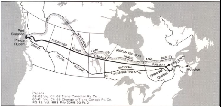 Enter in 1902, the National Transcontinental Railway. Backed by the Federal Government as well as the Grand Trunk Railway, the project is conceived as building a new mainline from Prince Rupert in the Pacific to Winnipeg, and straight across the Canadian Shield to Quebec City