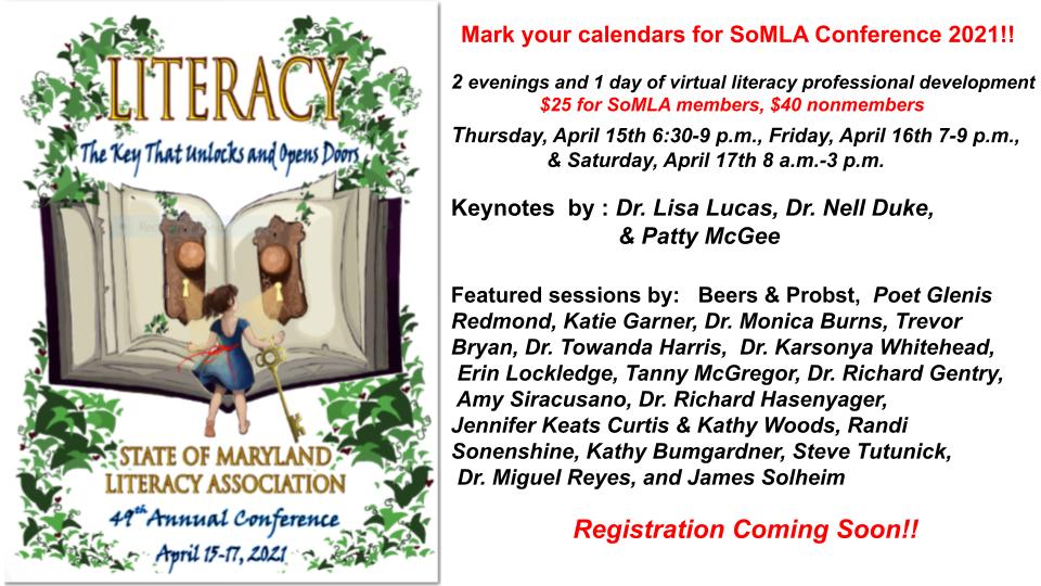 We are gearing up for another great year! Be sure to check your membership expiration date AND save the date for the 2021 SoMLA Conference in April!