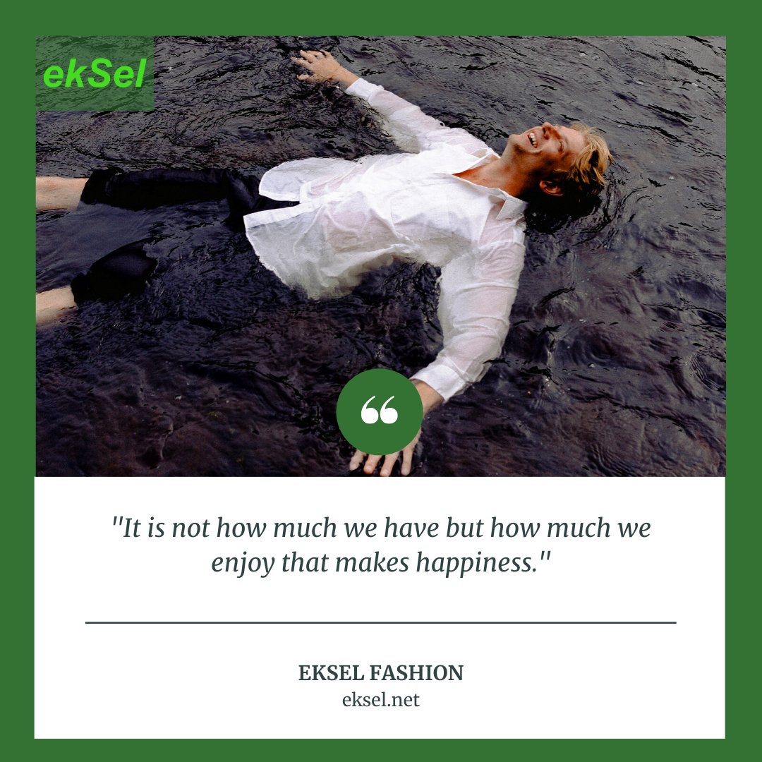 ekSelCo's tweet photo. "It is not how much we have but how much we enjoy that makes happiness."
#eksel #mensfashion #selfimprovement #ekseljourney #usfashion #fallvibes #dressforsuccess #Jointhejourney #mensdevelopment #mensfashiontips #dressforsuccess #ekselfashion https://t.co/dxhdxlTzdY