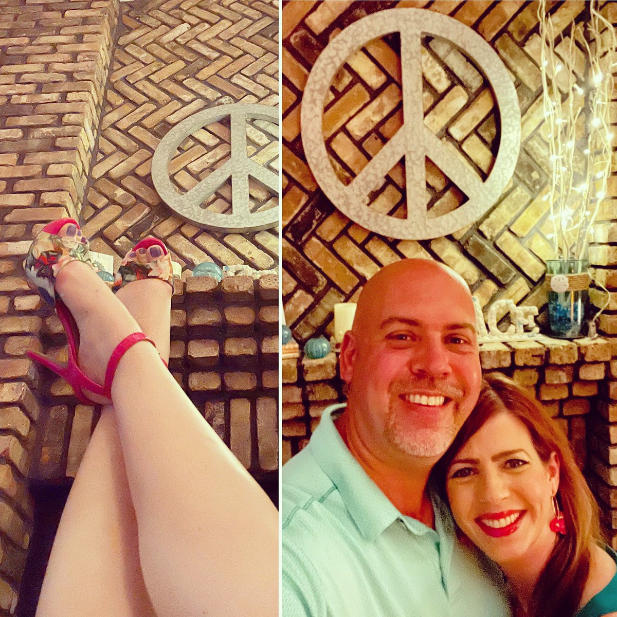 The #redshoes and #pinkshoes continue for #valentines day with these @guess #strappyheels with a #tropical print and coordinating @loft dress to match my wonderful Scott, for today’s #daytrip to #orlando ❤️💞#guessshoes #matchingoutfits #peace #shoelove365 #shoes #shoelove