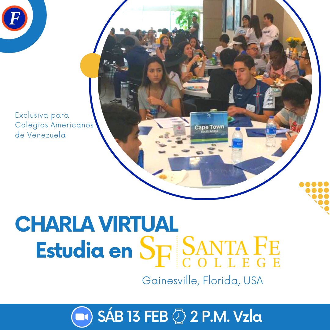 Leandro Villarroel EEF (@leandroeef) on Twitter photo ¡Atención Colegios Americanos en Venezuela!
Este evento es exclusivo para Uds:
Charla Virtual 🖥 🎧
Estudia en Santa Fe College
🗓 SÁB 13FEB2021
⏰ 2PM Vzla🇻🇪
Registro:
estudiaenflorida.com/eventos/
<a href="/CIPLCSupt/">Steve Mancuso</a> <a href="/ceiak12/">Ceia</a> <a href="/Iraicar/">Iraima Ojeda</a> <a href="/EscuelaBellaV/">Escuela Bella Vista</a> <a href="/ciccaracasve/">Colegio Internacional de Caracas</a> <a href="/durdanetaISM/">Dilumar Urdaneta</a> <a href="/ECAK12_COM/">Escuela Campo Alegre</a> ¡Atención Colegios Americanos en Venezuela!
Este evento es exclusivo para Uds:
Charla Virtual 🖥 🎧
Estudia en Santa Fe College
🗓 SÁB 13FEB2021
⏰ 2PM Vzla🇻🇪
Registro:
estudiaenflorida.com/eventos/
<a href="/CIPLCSupt/">Steve Mancuso</a> <a href="/ceiak12/">Ceia</a> <a href="/Iraicar/">Iraima Ojeda</a> <a href="/EscuelaBellaV/">Escuela Bella Vista</a> <a href="/ciccaracasve/">Colegio Internacional de Caracas</a> <a href="/durdanetaISM/">Dilumar Urdaneta</a> <a href="/ECAK12_COM/">Escuela Campo Alegre</a>