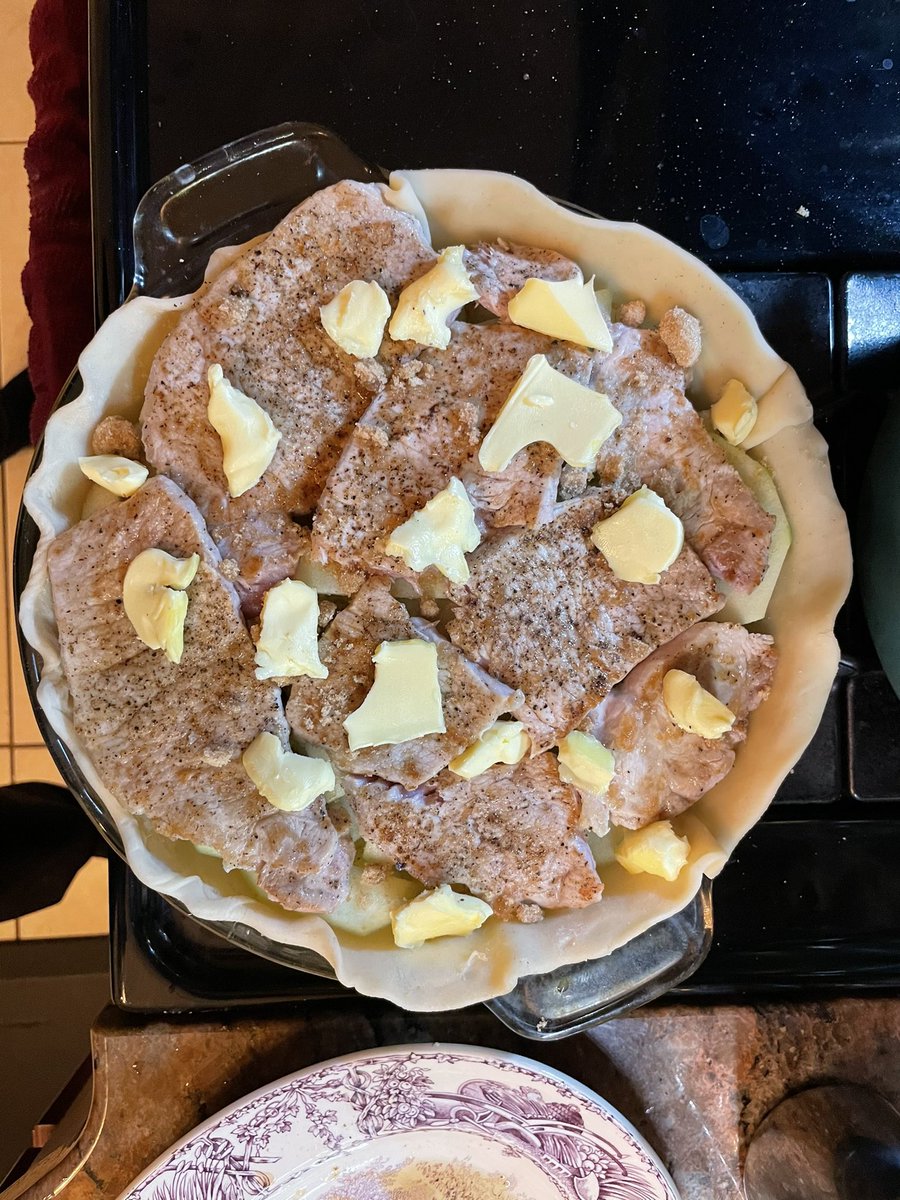 dratsum's tweet image. I just made an apple pie with pork cutlets inside and I am now no longer the human I was this morning. Now accepting applications for worshipers. #evolutionisreal #homecooking