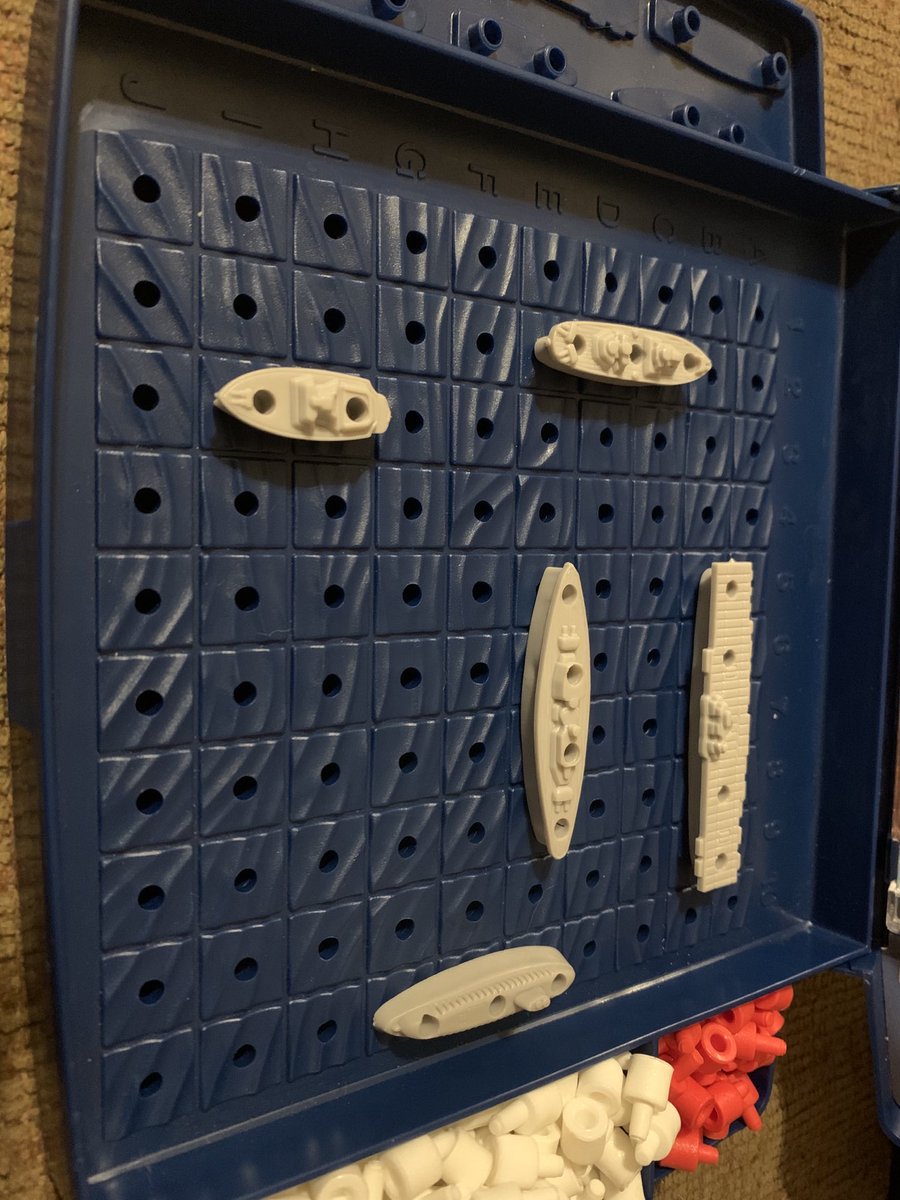 freedt1's tweet photo. Playing Battleship with ⁦@kathrynfreed⁩ Don’t tell her my set up. https://t.co/Kh9JALWWDY
