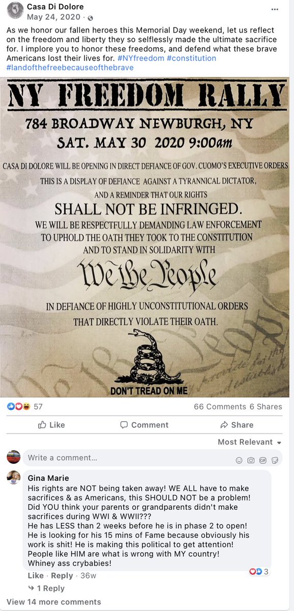 2/ As  @arawnsley highlights, Rob Minuta's NY tattoo business opened in defiance of COVID regulations in May. #Oathkeepers leader Elmer Stuart Rhodes leader drove with a group all the way from Texas to show support. https://twitter.com/sjacks26/status/1266718903817863168