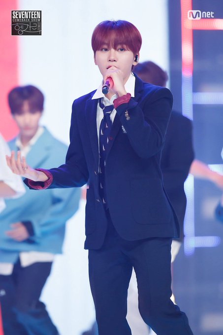 seungkwan with red hair; a thread