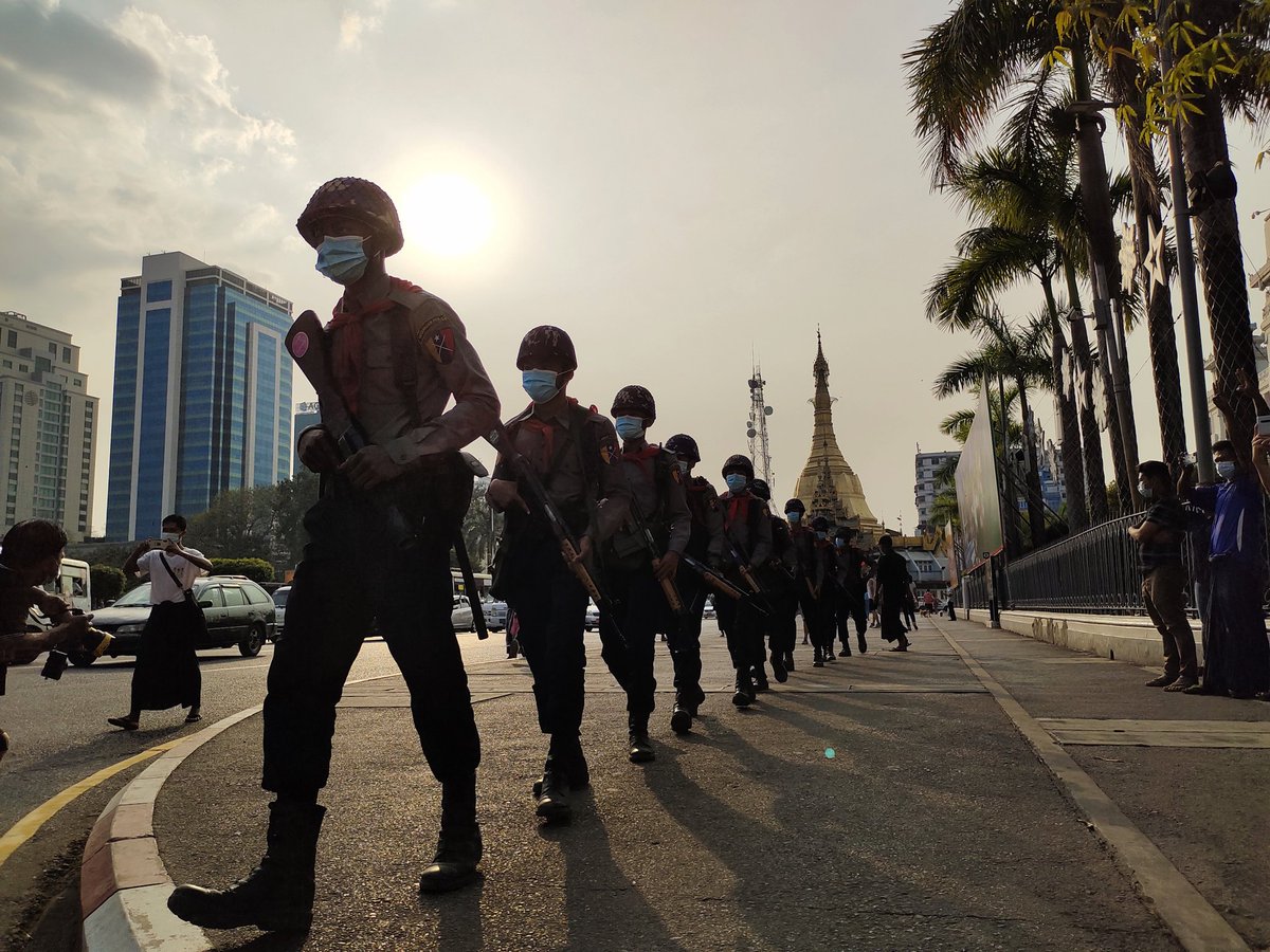 Some pics I took from the protest in downtown Yangon yesterday.