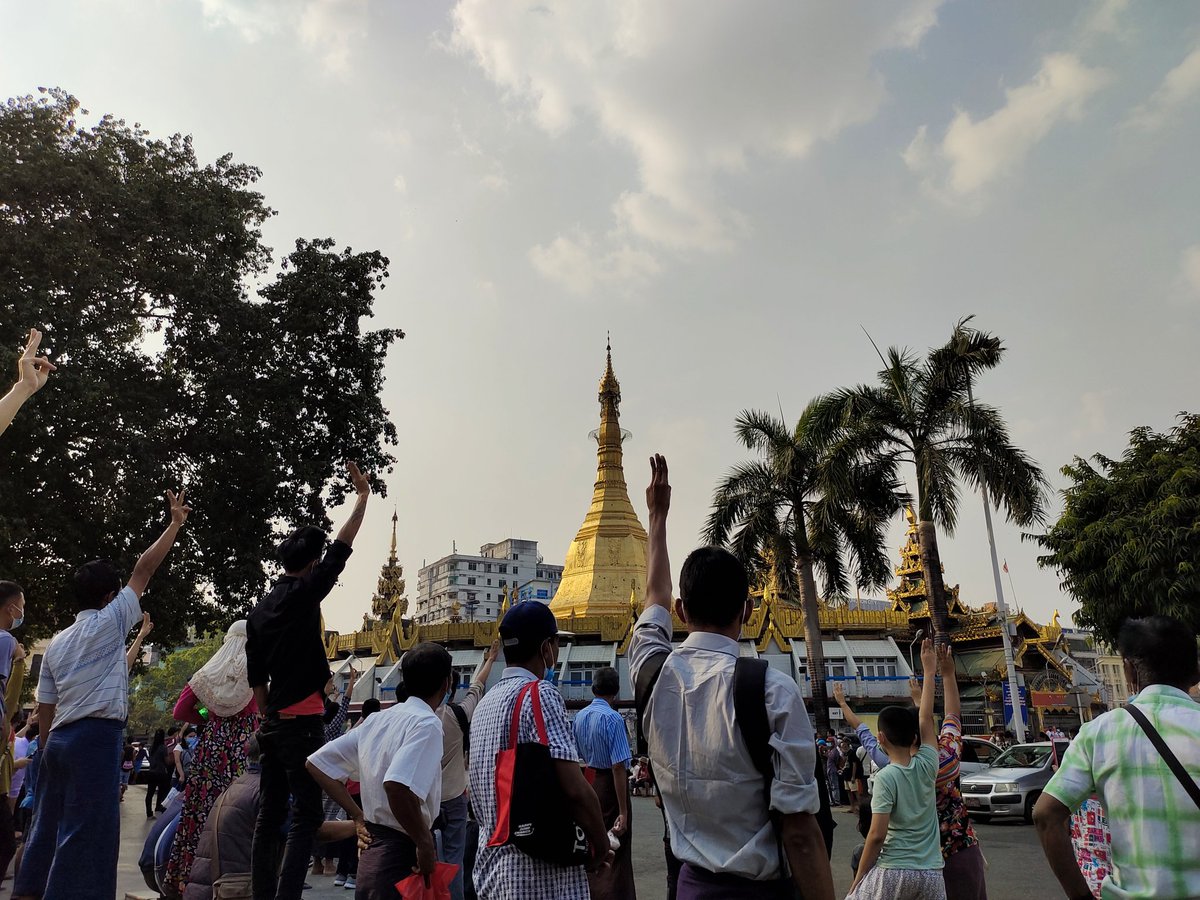 Some pics I took from the protest in downtown Yangon yesterday.
