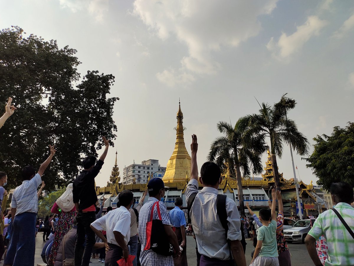 Some pics I took from the protest in downtown Yangon yesterday.