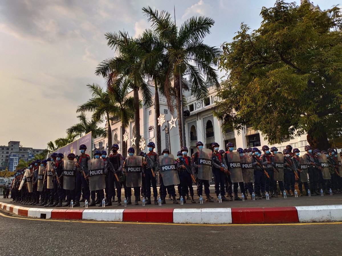 Some pics I took from the protest in downtown Yangon yesterday.