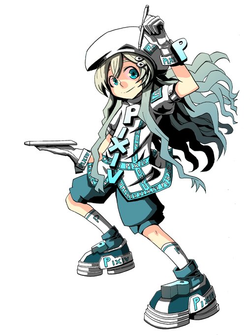 せっかくだから、他のイラコン受賞作品も。たぶんこの絵どちらかだったと思うけど、pixivで「ピクシブたん」を描こうというイラコンがあって、受賞したもの。印刷された冊子をピクシブから貰った。もう10～11年前の絵だ・・・(';ω;`) 