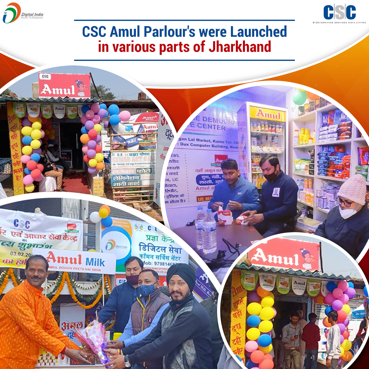 CSCegov_'s tweet photo. CSC #Amul Parlour's were Launched in various parts of #Jharkhand.
#CSC #DigitalIndia #AmulCafe #sundayvibes #SundayMotivation #TransformingIndia https://t.co/u7ZSr3UepK