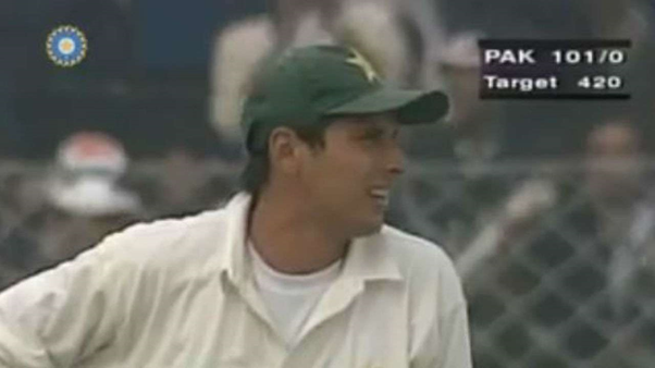 Afridi looked disgusted. He lingered around to demonstrate his displeasure and walked back mouthing the choicest of swear words. However, Kumble still claims that there was a big edge. Whatever be the truth, they had lost their first wicket at 101.