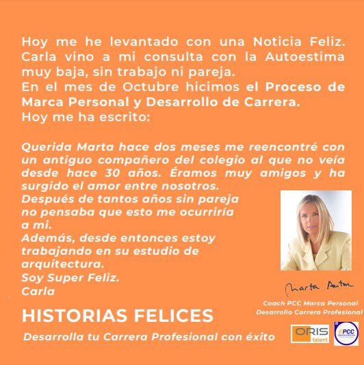 Historias Felices. Carla #talento #MarcaPersonal #liderazgofemenino #oristalent