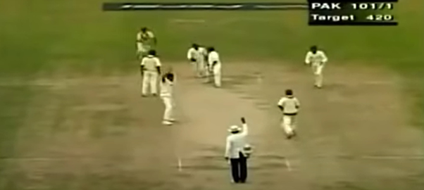 Ijaz Ahmed came in and Kumble fired one down the middle — his favoured ploy against a new batsman. It struck the pads on the full. Jayaprakash did not hesitate in raising his finger again.