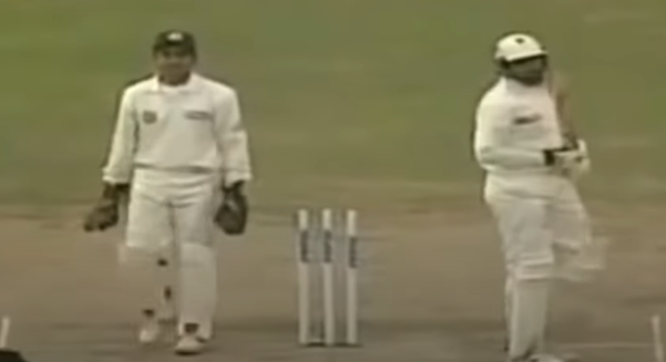 The ball hit the top of the stumps and Malik paused for a significant while in disappointment before starting out on that unavoidable walk. Malik was not one of the happiest walkers in the world.