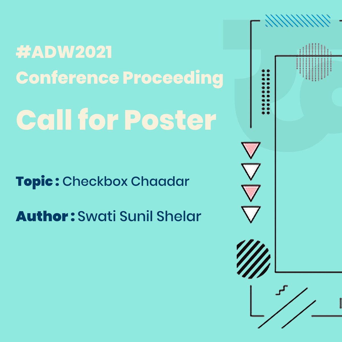 AhmDesignWeek's tweet photo. The poster session offers the opportunity for presenters to share their work through a quick introduction to the entire conference audience, followed by a discussion with the audience on the poster. 

#ADW2021 #AhmedabadDesignWeek #Amdavadesign #AhmedabadDesign #design #ahmdesign https://t.co/jPpFVsKaaj