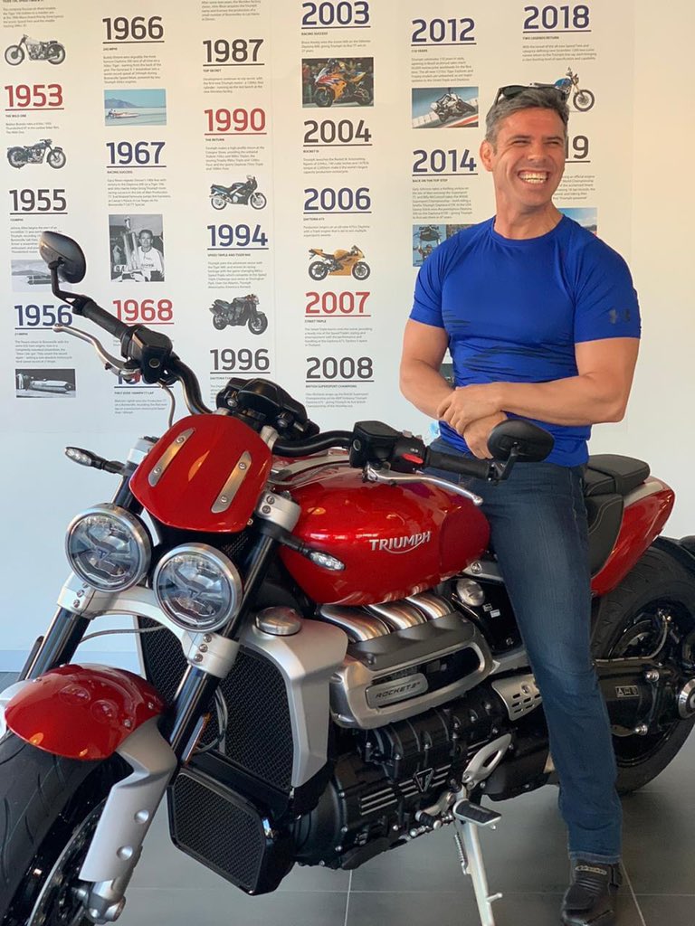 TriumphMotorSA's tweet photo. Congratulations Dr Ray Coombes on the collection of your New Rocket 3 R. Now your choice of transport to head to that next emergency operation is easy. 😉 The team at Triumph CT wish you all the best. #ForTheRide #triumphsa #rocket3 https://t.co/eEW7R4PyJF