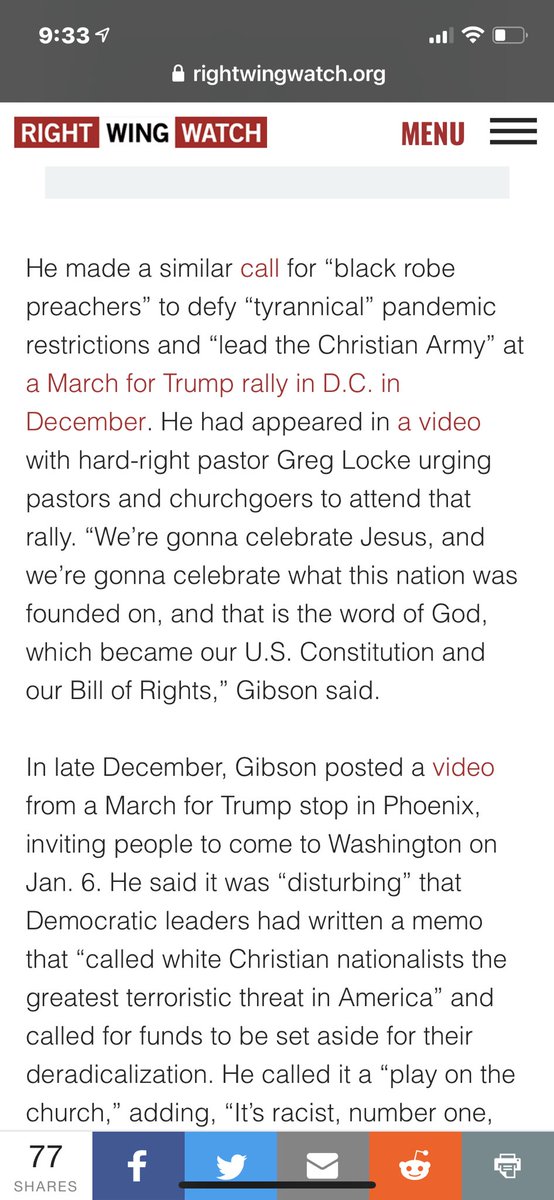 Brian Gibson is not just an extreme evangelical but has some weird beliefs. Such as the “black robe regiment’. (Based in puritanical colonial era.) He calls for that regiment to “ defy pandemic restrictions” & “lead the Christian army”. 8/
