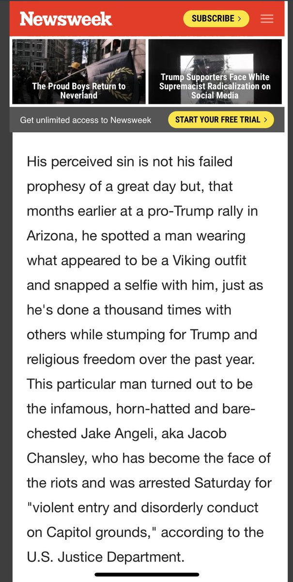 He swears it was a peaceful event & Trump didn’t incite violence… So he’s a liar. He seems to try to incite revolutionary action himself. Due to the pic of him & Q Shaman many thought he went to the Capitol (but it’s an AUG 20 pic). 10/