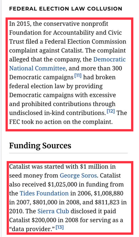 The Catalist is bigger than it appears. They had data on 230 million voters. If you wanted to manipulate ballots it sure would help to have a company like that involved, esp since they have been gathering data for decades. https://www.influencewatch.org/for-profit/catalist/