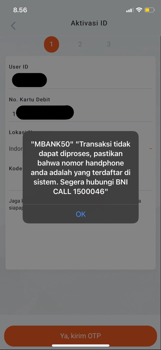 NaboPakili's tweet photo. @BNICustomerCare @BNI saya mau registrasi BNI MB saya pindahin ke HP lain tp notifnya nomor hp saya tidak terdaftar. Mohon pencerahannya ths https://t.co/TBO6jPqRmK