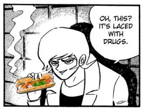 back when tabling at cons were a thing, I used to bring banh mi to feed my artist friends (miss them?), this was me handling them the banh mi 