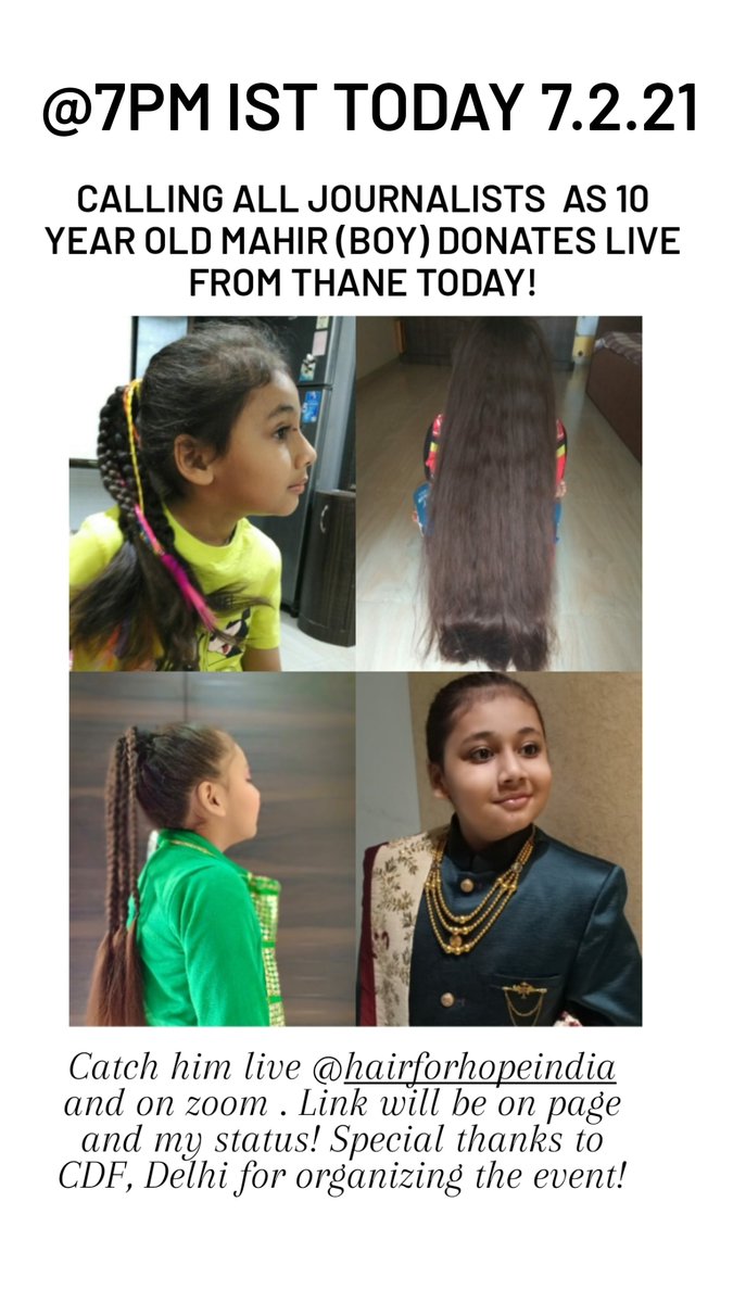 MathewPremi's tweet photo. 10 year old boy at Pune helps cancer patients by donating 24 inches of hair! https://t.co/HfTf8Pd593