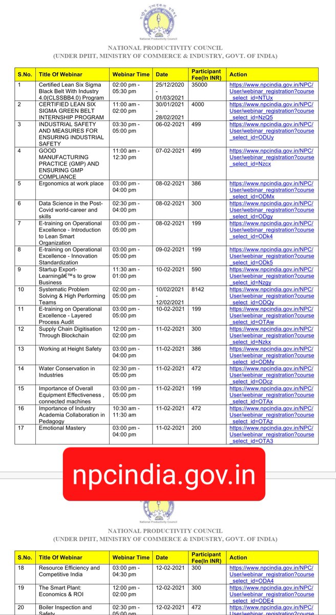 arunkjhaies's tweet photo. Choose favourites from Online Session of e learning from National Productivity Council https://t.co/w7dImMbvm8
#epass #npcertificate @GHCLLimited #KYP @BharatForgeLtd @NALCO_India @BPCLimited @AdityaBirlaGrp @BirlaCellulose @BirlaCarbon @Hindustan_Zinc @bcplkol @TataCompanies https://t.co/kARnJJYMru