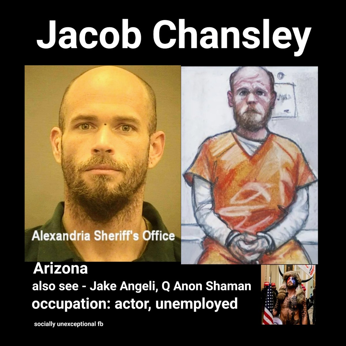 This post was referencing a request for the #mugshot of #JakeChansley and the halt of celebrating a criminal because he dresses like a dime store cowboy.