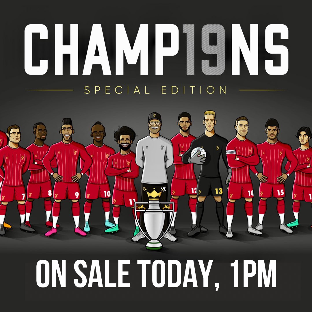Last call before it goes on sale!

Special Edition - A2 LFC CHAMP19NS poster on sale today 1pm.

Will be 20 available...

#LFC #lfcchampions #liverpool #LiverpoolFC