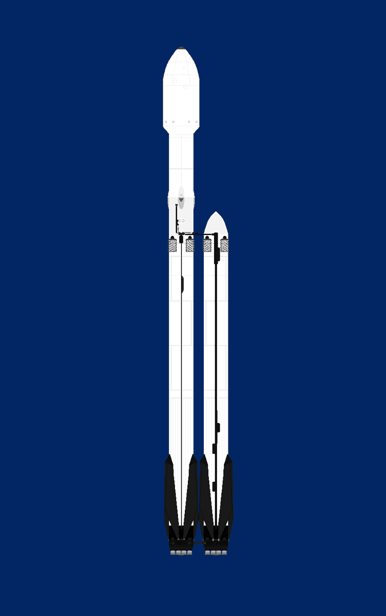 Falcon9Block5's tweet photo. Asymmetrical Falcon Heavy. Designed to serve the market between F9 and FH. https://t.co/vU9vVEbVn4