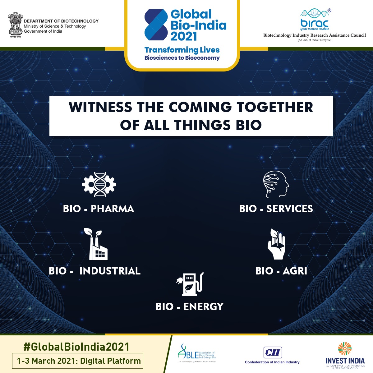 GlobalBioIndia's tweet photo. At the 2nd edition of #GlobalBioIndia, witness the coming together of all thing #Bio. Let's delve into topics like #BioPharma , #BioServices, #BioIndustrial, #BioAgri, #BiEonergy.
Join us at #GlobalBioIndia2021 from 1 - 3 March, 2021

#Biotechnology #BioScience #TwitterScience https://t.co/m6t1rn9D46