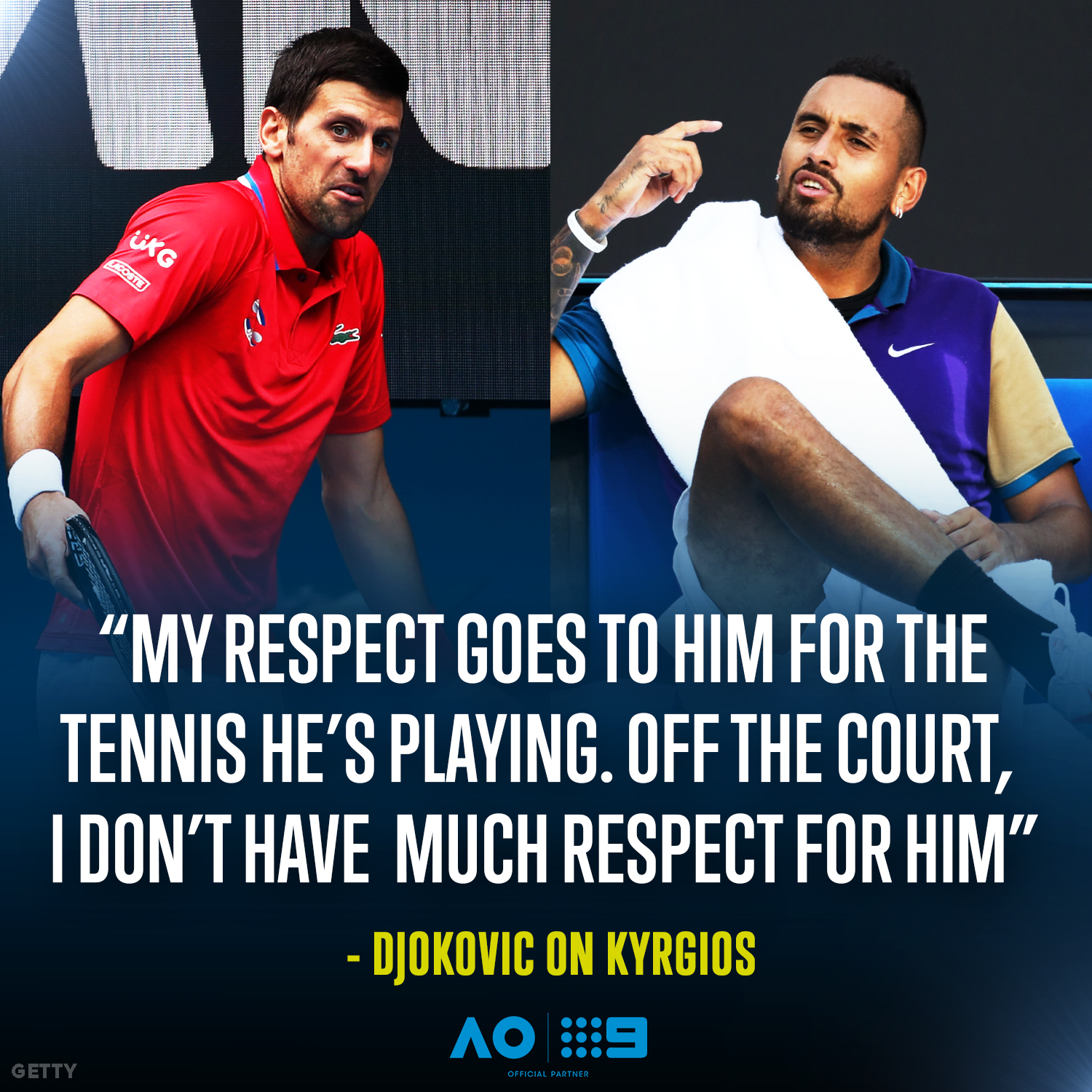 Wide World of Sports Twitter: "Novak has thrown some major shade at Nick Kyrgios on the eve of the Australian Open. 👀 The #AusOpen tomorrow on Channel 9,