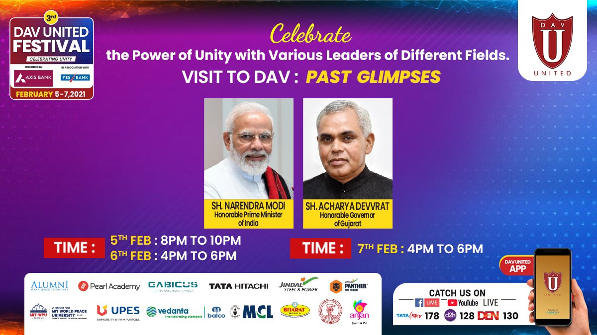davunited_'s tweet photo. Leaders aren’t born, they are made through consistent hard work…
A look back at Hon’ PM @narendramodi &amp; Hon’ CM of Gujarat @ADevvrat – the leaders of India.
https://t.co/s3pqzz3gYn

#DAVUnitedFestival2021 #DAVUnited #FestivalFest #PastGlimpses https://t.co/nwOYbYzhGs