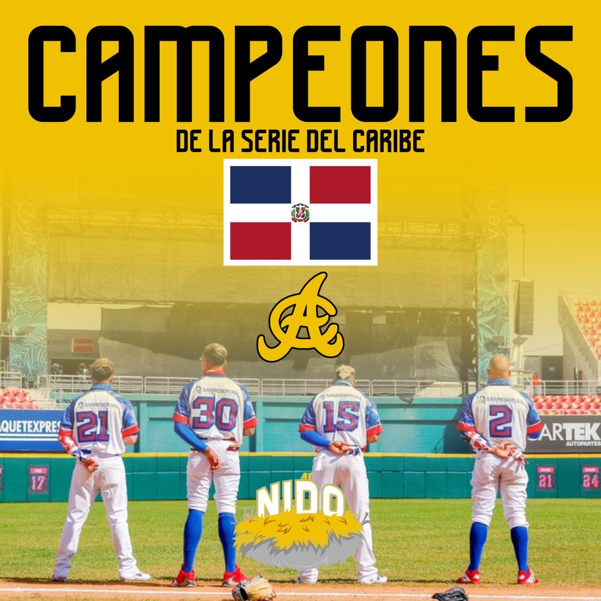 elniidoAc's tweet photo. Familia lo logramos no fue fácil  alcanzar la #21 👑, pero demostrando ser un #EquipoGrande y nos mantuvimos unidos y firmes hasta el final. REECOOOJAN! Que ganó Dominicana 🇩🇴🇩🇴🇩🇴🇩🇴🦅🦅🔥💛 Victoria para nuestras #AguilasCibaeñas Para coronarnos como los Campeones Del Caribe 2021 https://t.co/frnrRwbUUQ