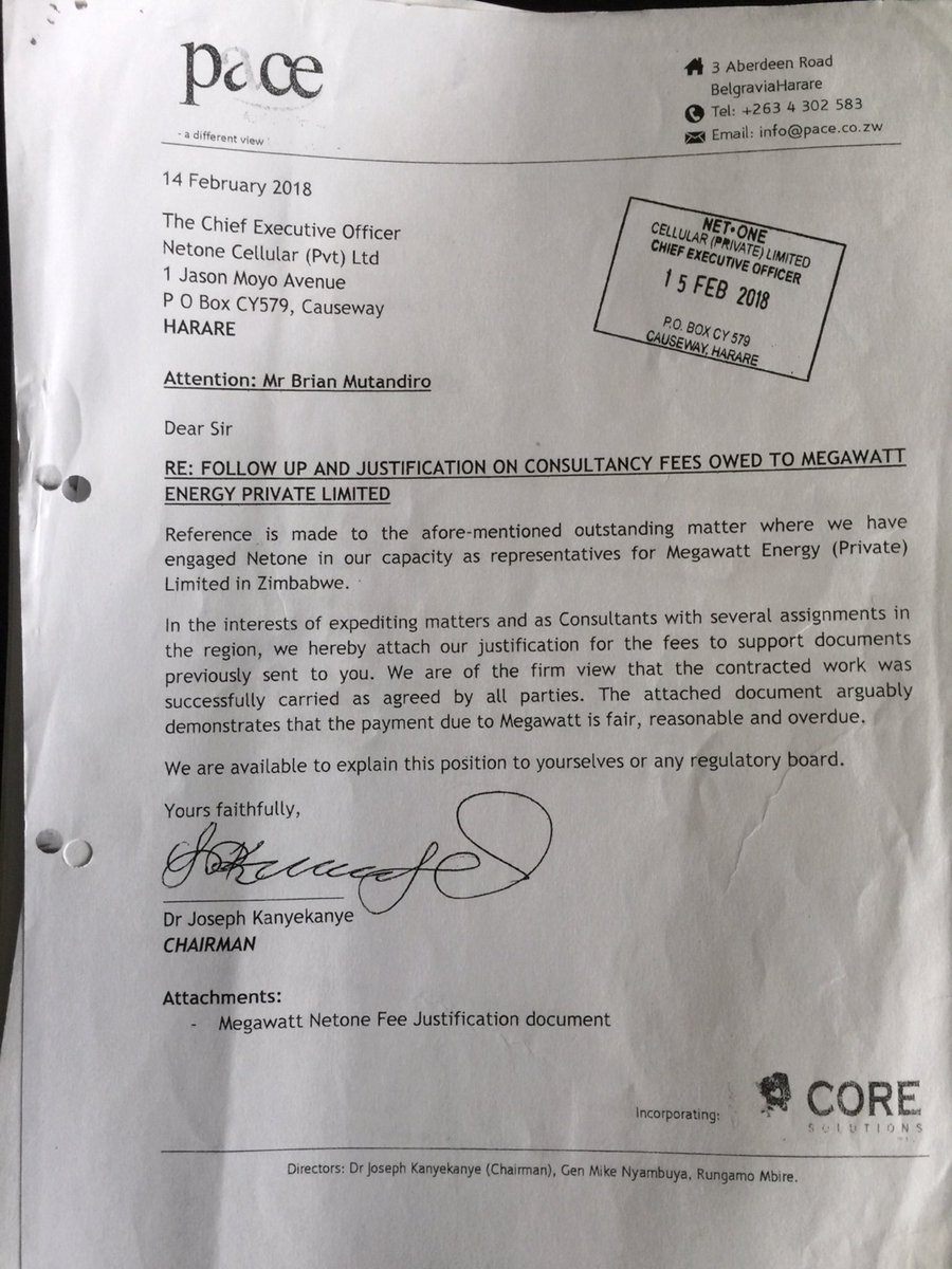 27. Legal practitioners & Company that were mandated to recover ‘debt’ from  @NetOneCellular &  @Min_ICTCS_ZW , an illegitimate debt arising from an illegal mandate corruptly granted to Megawatt Energy by ex-ICT Minister & laundered by Peter Chingoka chaired  @NetOneCellular Board.