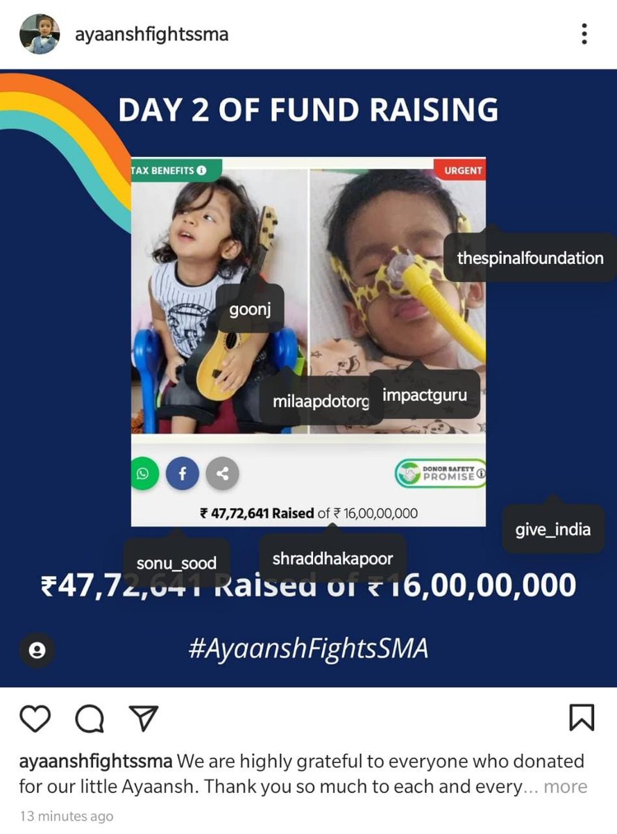 yogeshgupta05's tweet photo. Thank you for the support everyone @asitbaran!@Itslavanya, We need to keep going. #AyaanshFightsSMA #SaveAyaansh. Need support from @SonuSood @IlaajIndia @anandmahindra @KapilSharmaK9 @juniorbachchan https://t.co/tQZsn5bwUf