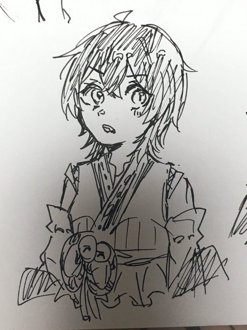 車の中で一発描きしてたうちの子たち 