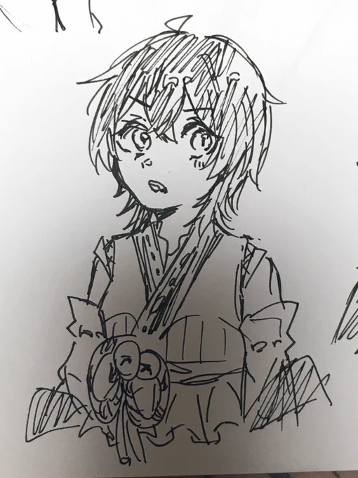 車の中で一発描きしてたうちの子たち 