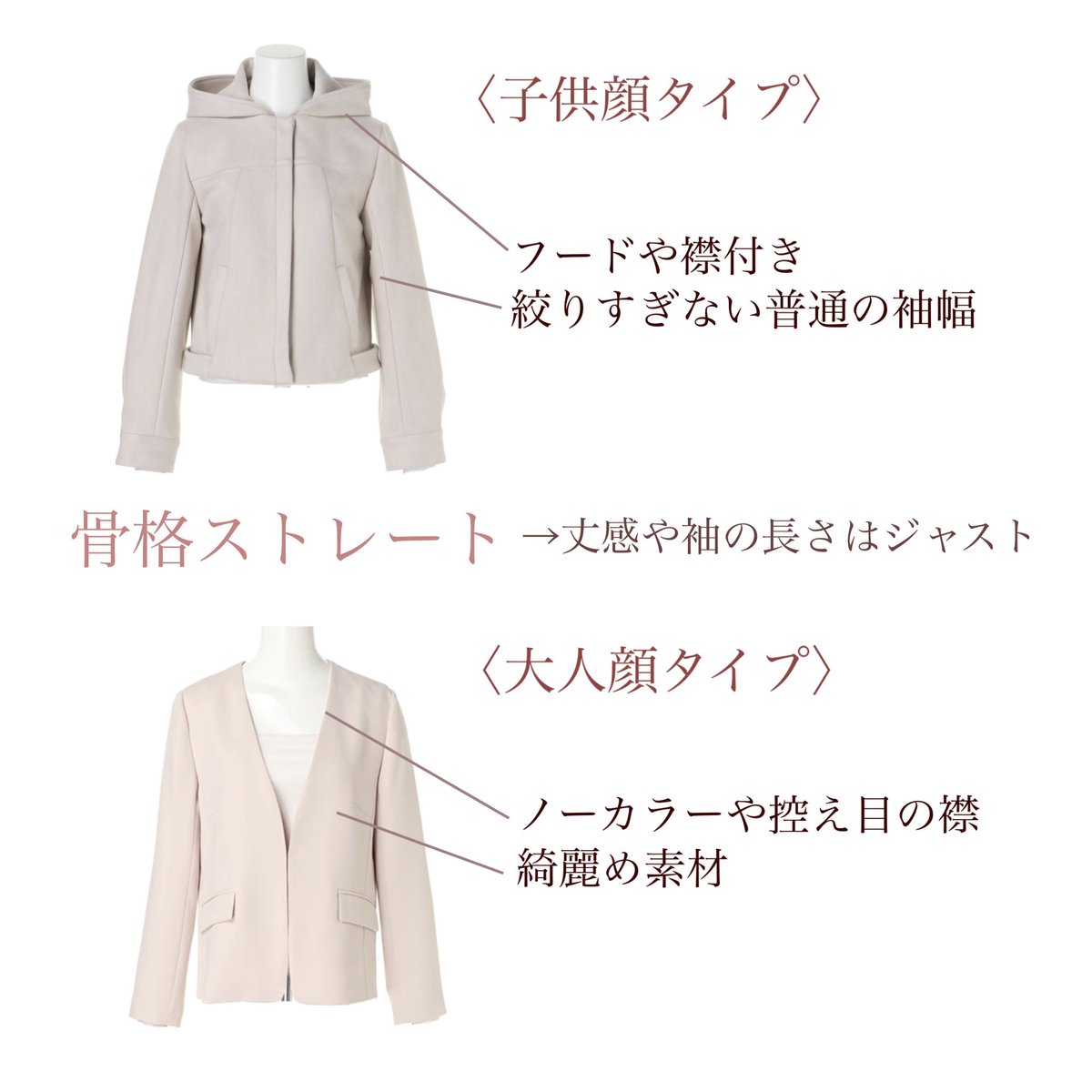 谷岡玲奈 16タイプパーソナルカラー診断 骨格診断 顔タイプ診断 東京 A Twitter 骨格 顔タイプ 春ジャケット アウターは顔立ちに似合わないとかなり悪目立ちしてしまいます 可愛くてつい買ってしまったけど全然似合わない という悲しい事態になる前に